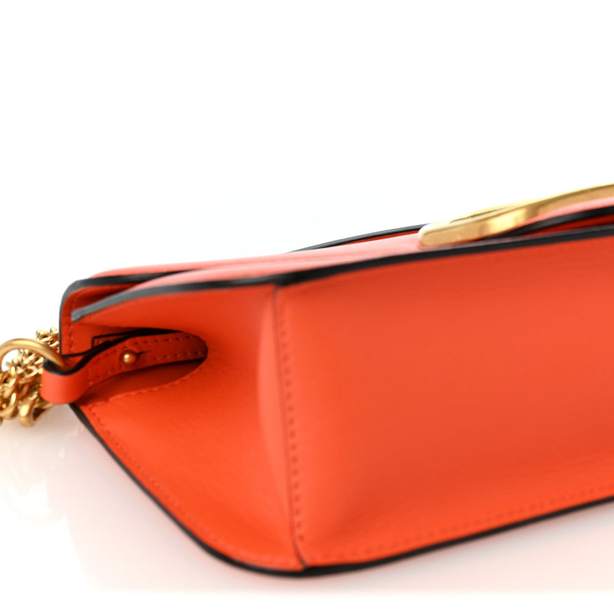 Valentino Garavani Calfskin Vlogo Loco Shoulder Bag Orange