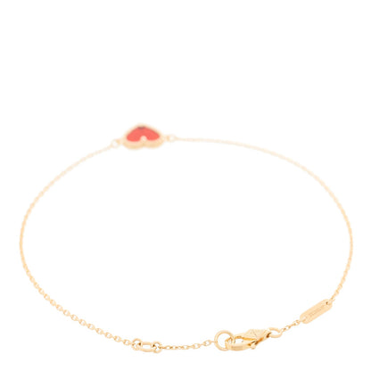 Van Cleef & Arpels 18K Rose Gold Carnelian Sweet Alhambra Heart Bracelet
