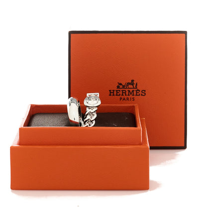 Hermes Sterling Silver MM Boucle Selier Inflexible Ring