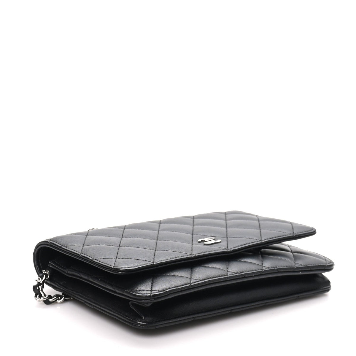 Chanel Lambskin Quilted Wallet On Chain WOC Bag Black