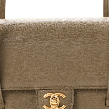 Chanel Shiny Caviar Preppy Coco Small Flap Bag Dark Khaki