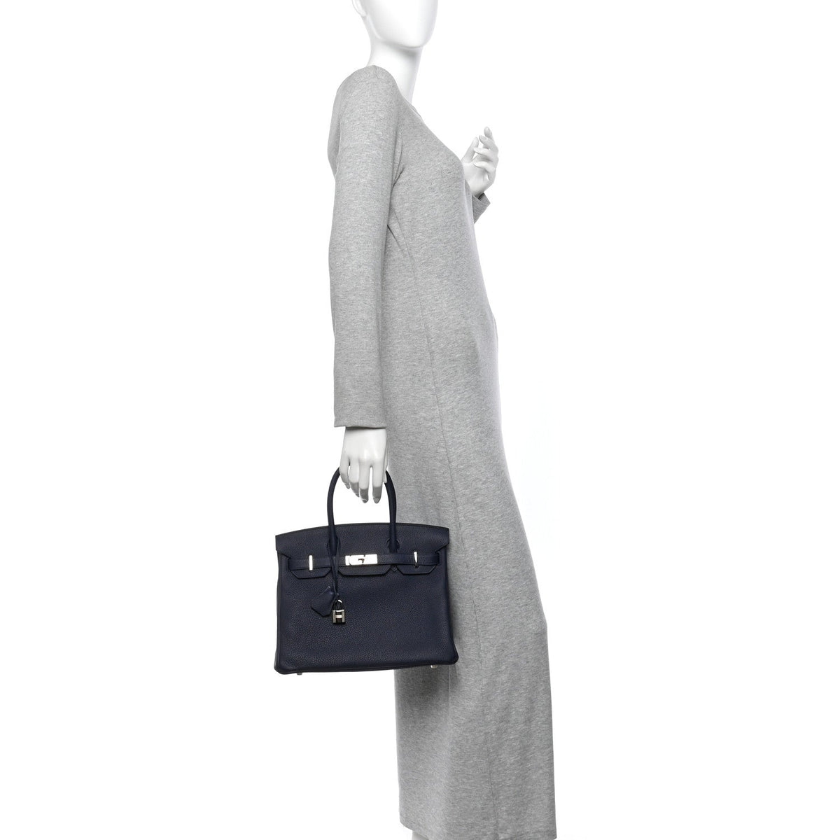 Hermes Togo Birkin Verso 30 Bleu Nuit Orange Poppy