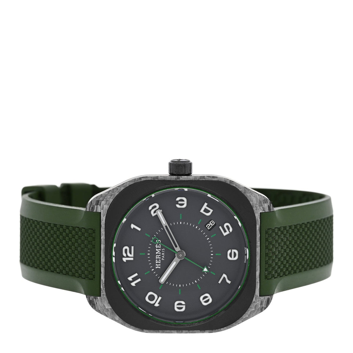 Hermes Glass Fiber Ceramic Rubber 39mm H08 Automatic Watch Vert 1946267
