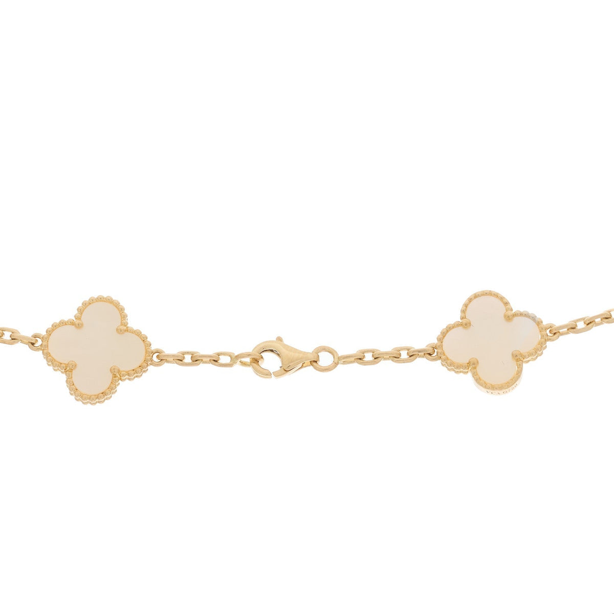 Van Cleef & Arpels 18K Yellow Gold Mother of Pearl 10 Motifs Vintage Alhambra Necklace