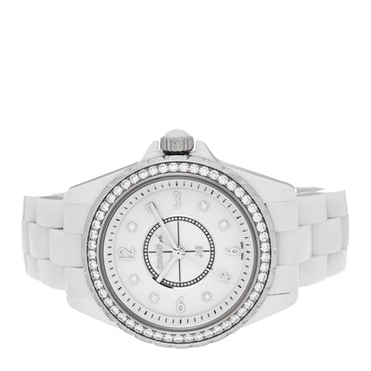 Chanel Stainless Steel Ceramic Diamond 33mm J12 Watch White