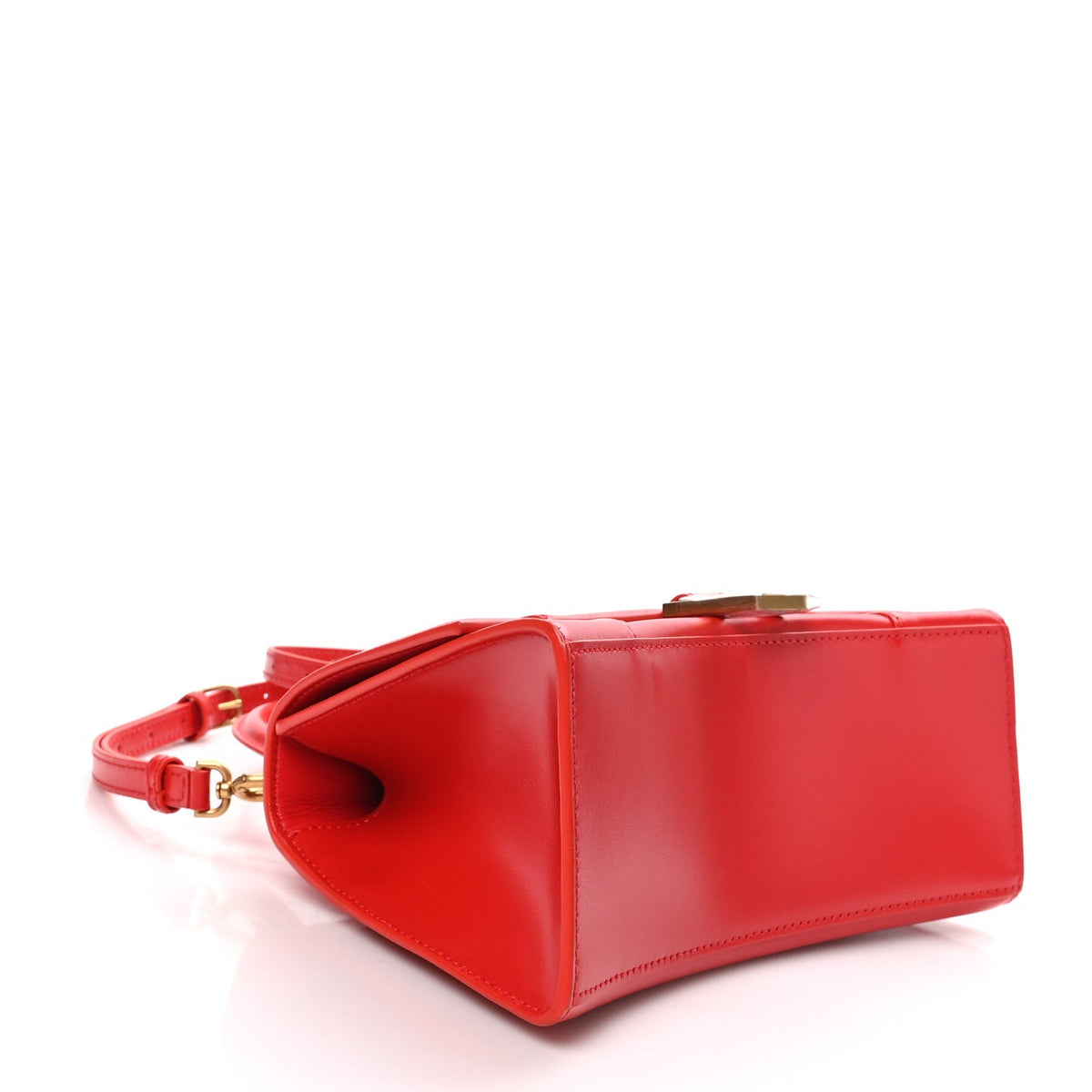 Balenciaga Shiny Box Calfskin Small Hourglass Top Handle Bag Bright Red