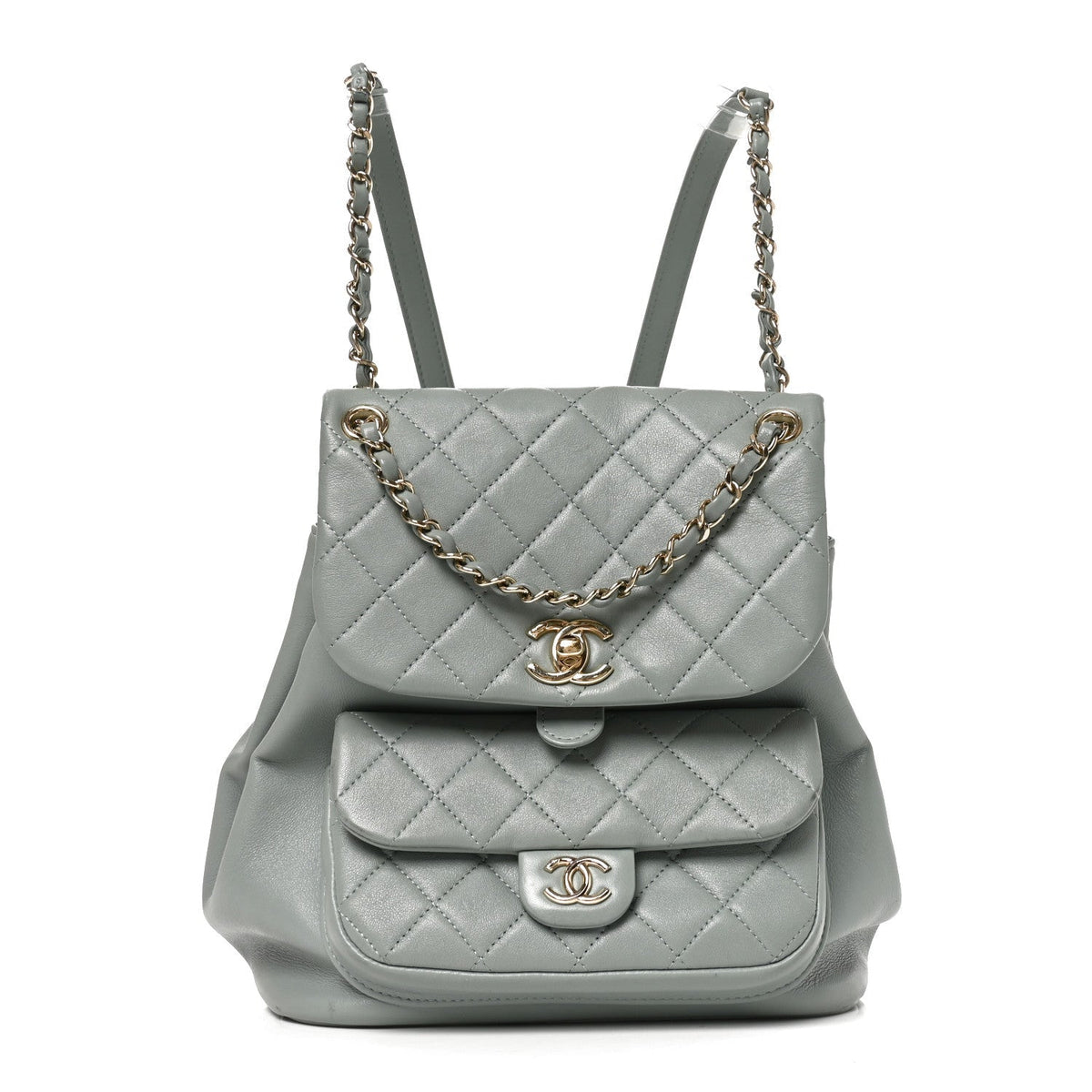 Chanel Lambskin Quilted Large Duma Backpack Grey