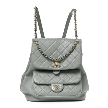 Chanel Lambskin Quilted Large Duma Backpack Grey