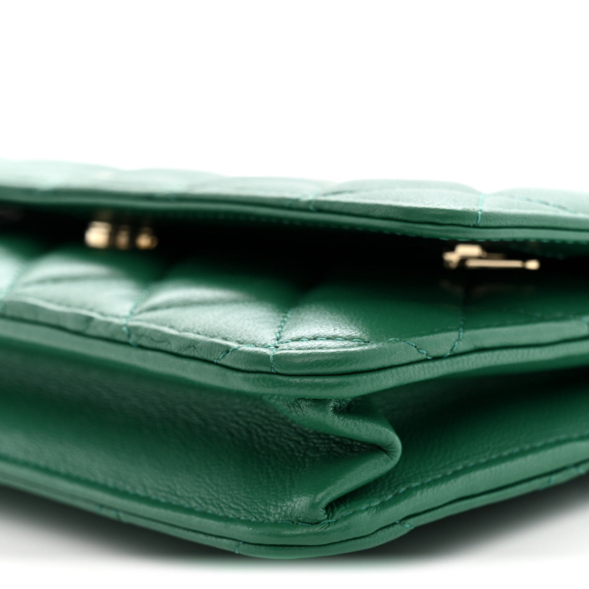Chanel Lambskin Quilted Wallet On Chain WOC Green