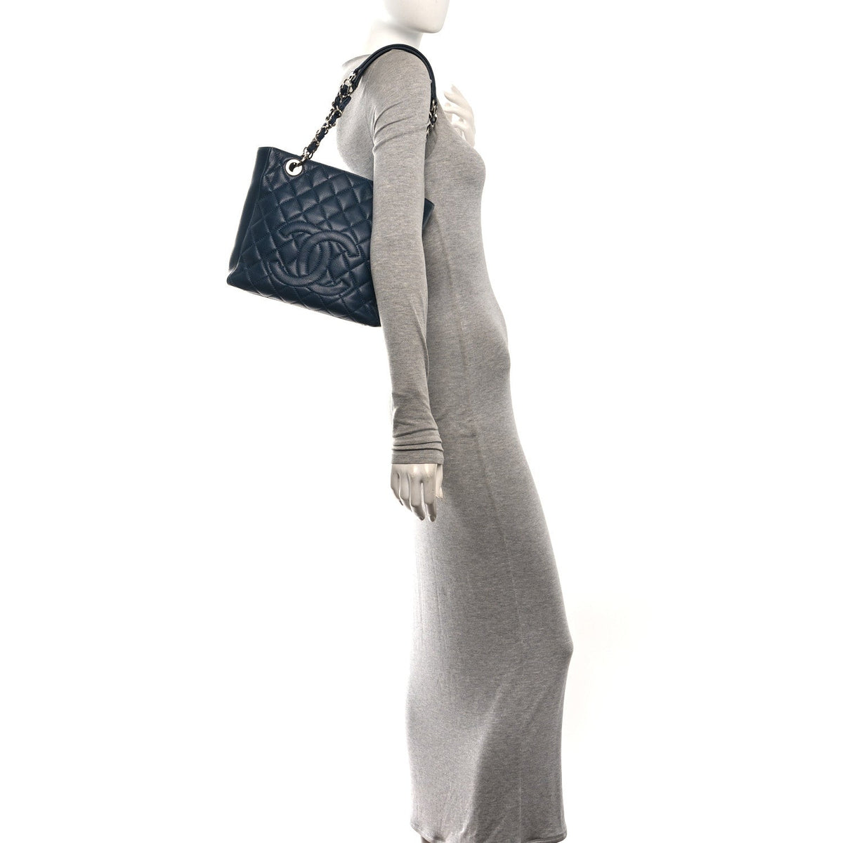 Chanel Caviar Quilted Petit Shopping Tote PST Blue