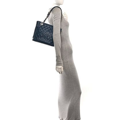 Chanel Caviar Quilted Petit Shopping Tote PST Blue