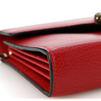 Gucci Calfskin Mini Dionysus Chain Wallet Hibiscus Red