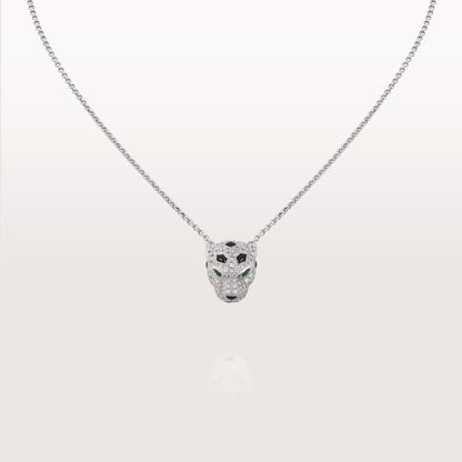 Cartier 18K White Gold Diamond Onyx Ruby Panthère De Cartier Necklace
