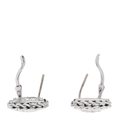 John Hardy Sterling Silver 18K Yellow Gold Diamond Classic Chain Square Earrings