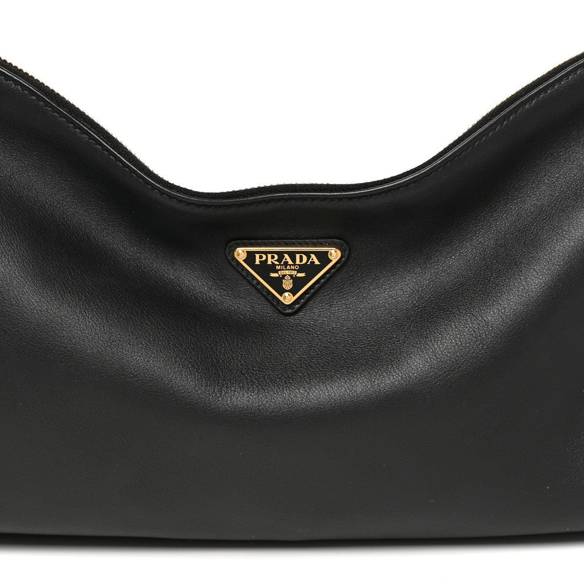 Prada Soft Calfskin Large Aimée Shoulder Bag Black