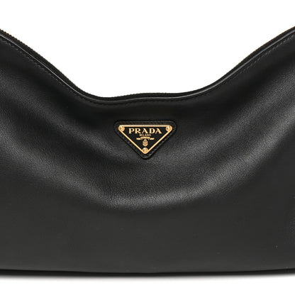 Prada Soft Calfskin Large Aimée Shoulder Bag Black