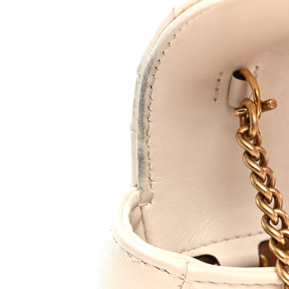 Gucci Calfskin Matelasse Super Mini GG Marmont Shoulder Bag White