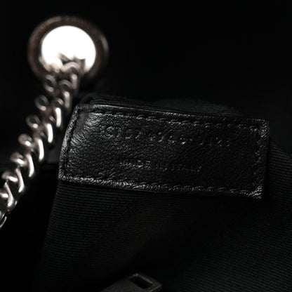 Saint Laurent Calfskin Y Quilted Monogram Medium Loulou Chain Satchel Black