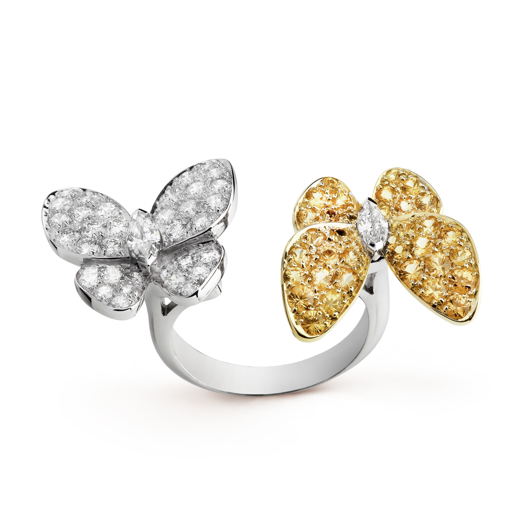 18K White Gold Diamonds VCA Butterfly Between the Finger Ring