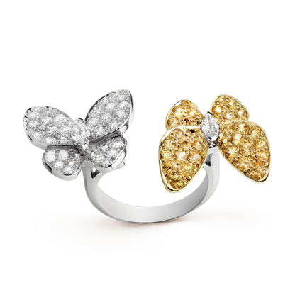 18K White Gold Diamonds VCA Butterfly Between the Finger Ring