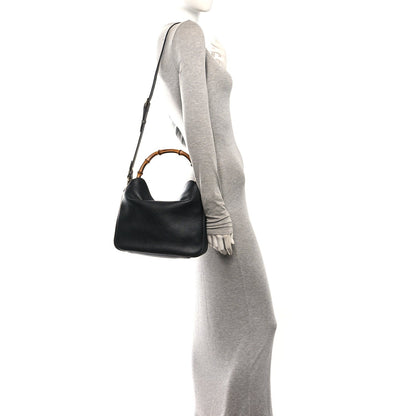 Gucci Softy Wonka Textured Dollar Calfskin Medium Diana Shoulder Bag Black