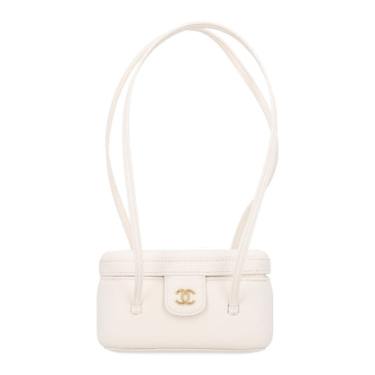 Chanel Shiny Caviar Preppy Coco Long Vanity With Strap White
