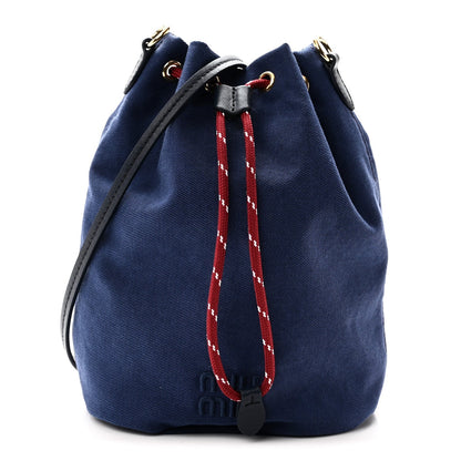 Miu Miu Canvas Gabardine Pouch Bucket Bag Indaco Amaranto