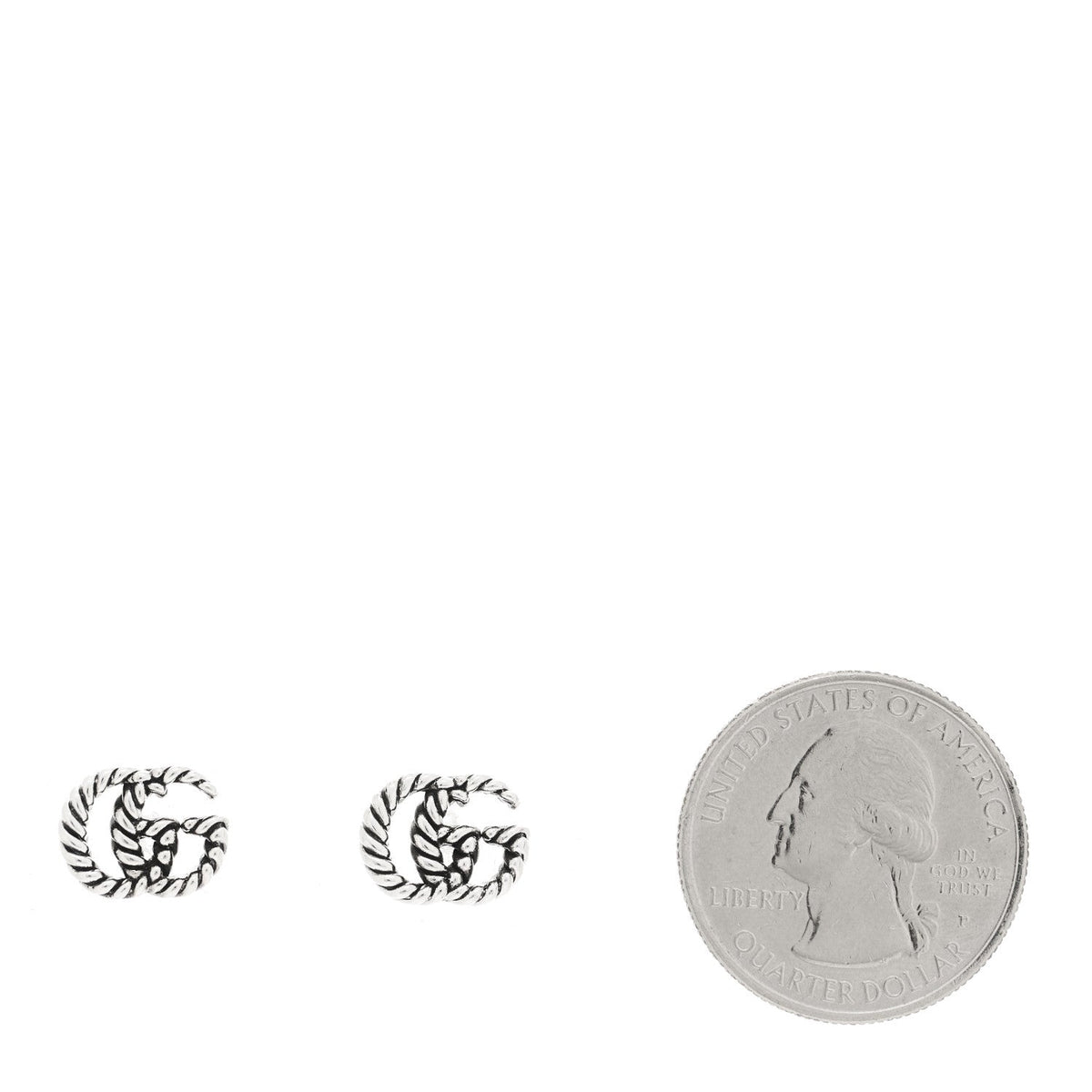 Gucci Sterling Silver Torchon Double G Earrings