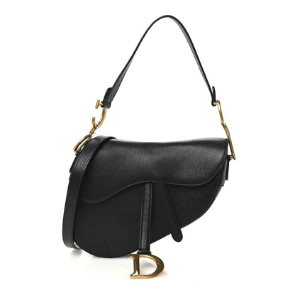Christian Dior Shiny Goatskin Saddle Bag Black