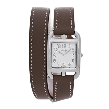 Hermes Stainless Steel Swift 23mm Cape Cod Double Tour Quartz Watch Etoupe