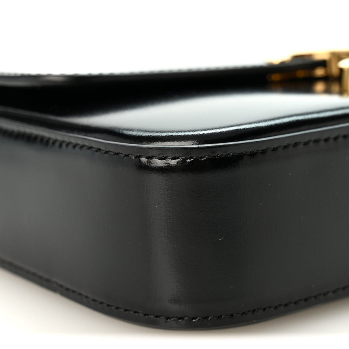 Celine Shiny Calfskin Triomphe Chain Shoulder Bag Black 1986036