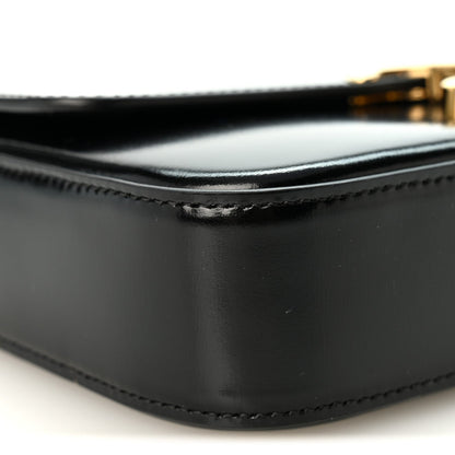 Celine Shiny Calfskin Triomphe Chain Shoulder Bag Black 1986036