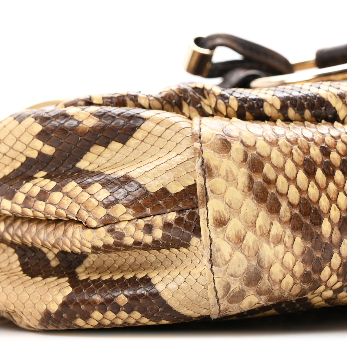 Saint Laurent Snakeskin Saharienne Shoulder Bag Brown 1983087