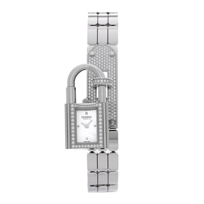 Hermes Stainless Steel Diamond Pave 16mm Kelly Watch 1937817