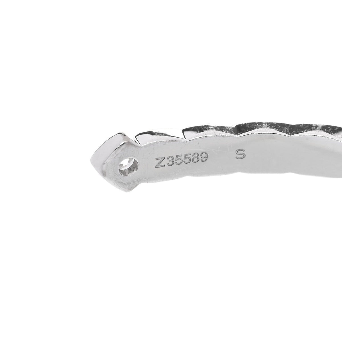 Chanel 18K White Gold Diamond Coco Crush Cuff Bracelet S