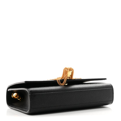 Saint Laurent Grain De Poudre Small Classic Monogram Kate Tassel Satchel Black