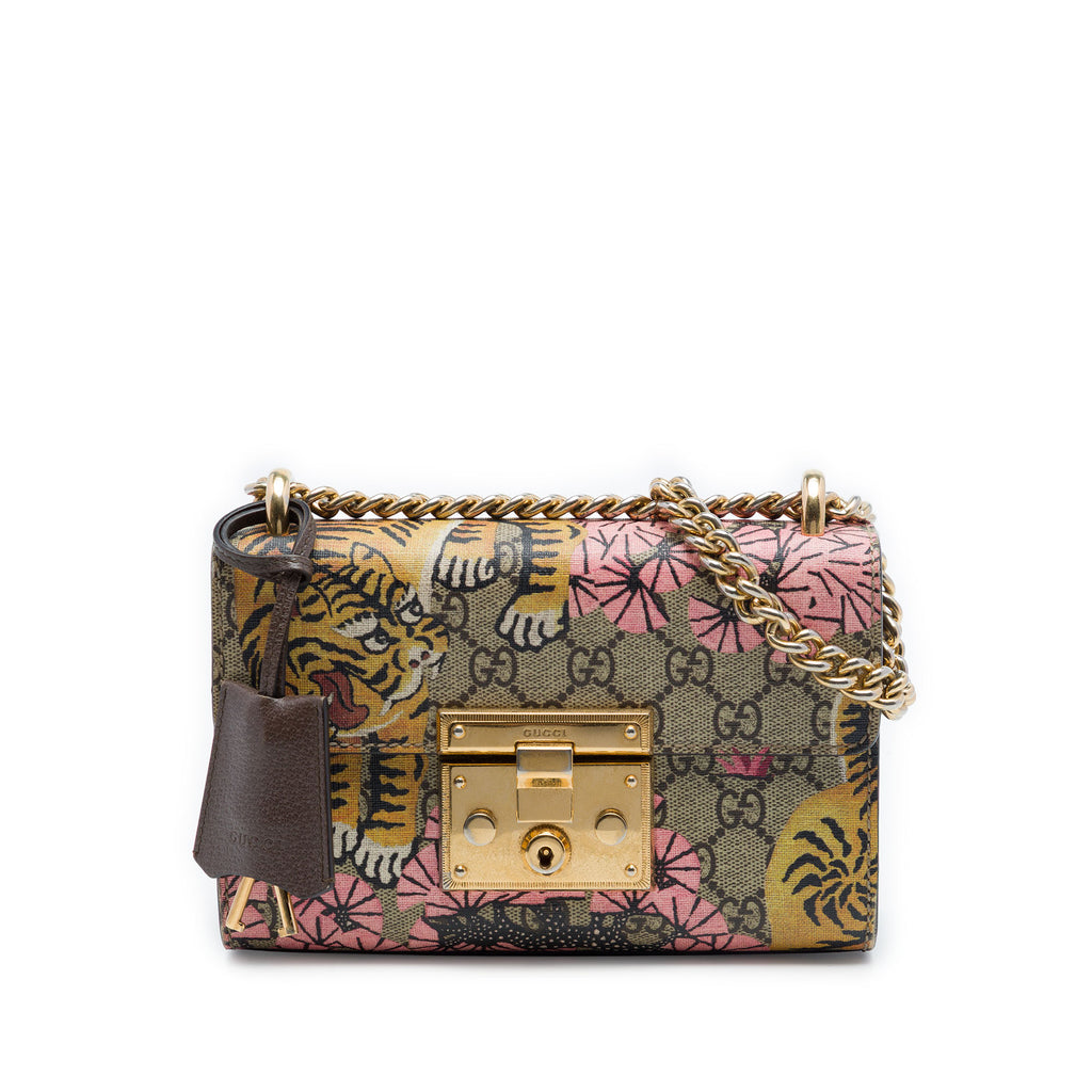 Padlock Shoulder Bag Bengal Print GG Coated Canvas Small