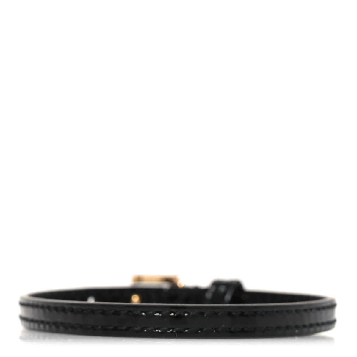 Gucci Patent Calfskin Metal Square G Bracelet M Black Gold