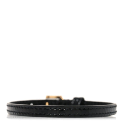 Gucci Patent Calfskin Metal Square G Bracelet M Black Gold