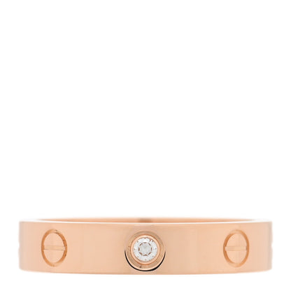 Cartier 18K Pink Gold Diamond 4mm LOVE Wedding Band Ring 54 6.75