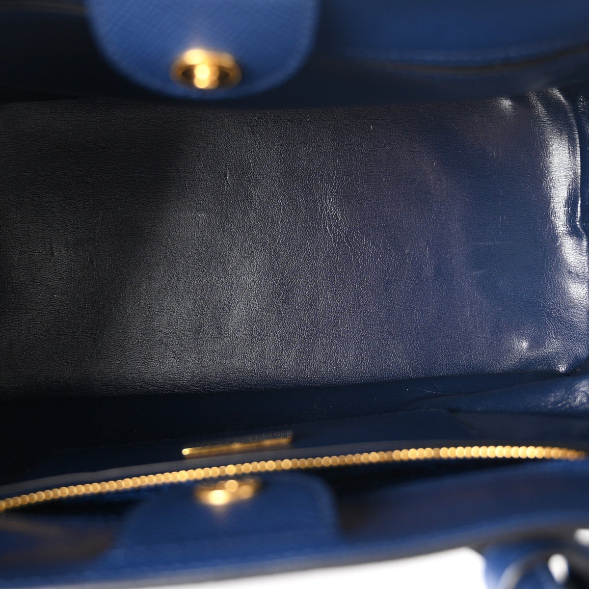 Prada Saffiano Cuir Front Pocket Tote Bluette
