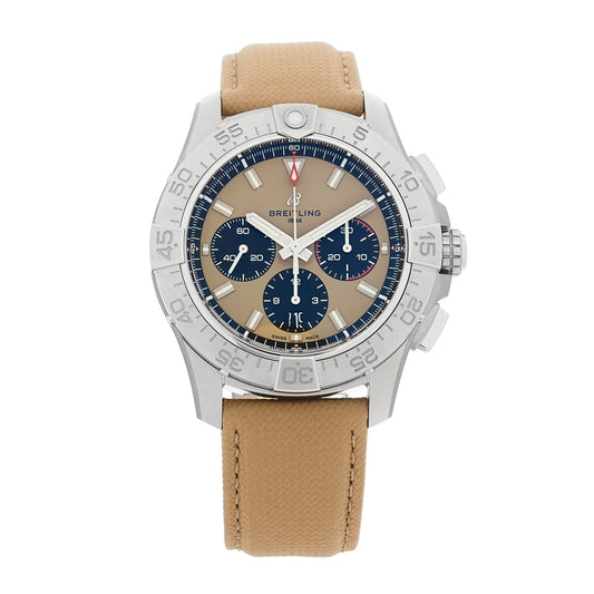 Breitling Stainless Steel Calfskin 44mm Avenger B01 Chronograph Automatic Watch Sand AB0147101A1X1