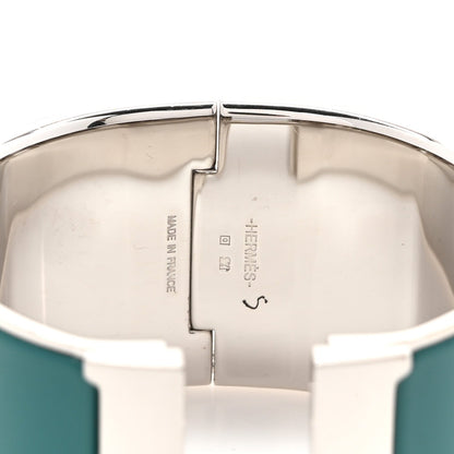 Hermes Enamel Palladium Extra Wide Clic Clac H Bracelet GM Bleuete