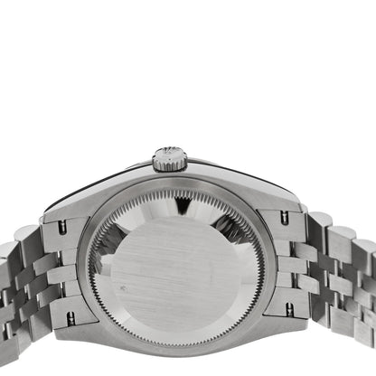 Rolex Stainless Steel 18K White Gold Diamond 36mm Datejust Watch Black 126234