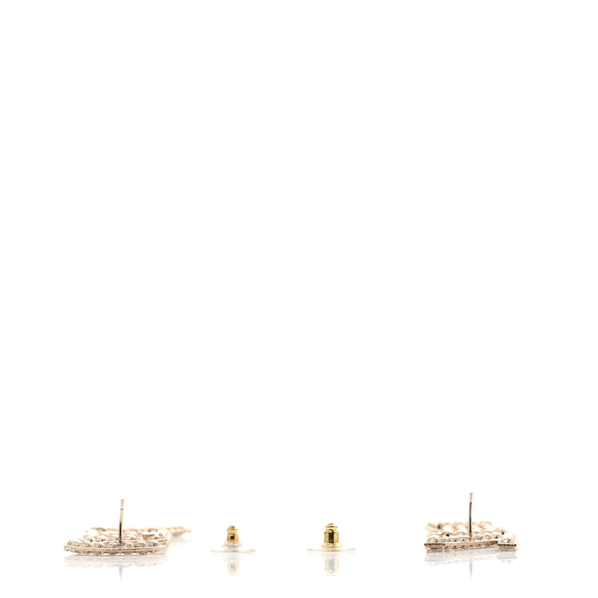 Chanel Crystal Cha-Nel Logo Drop Earrings Gold