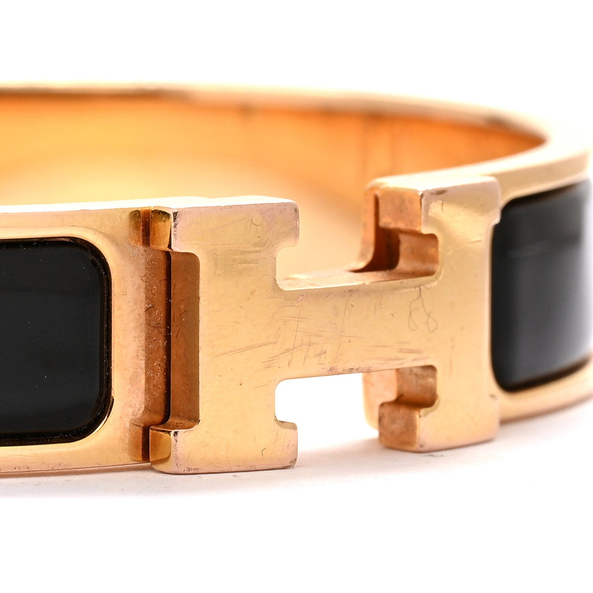 Hermes Enamel Narrow Clic Clac H Bracelet PM Black