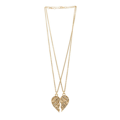 Chanel Crystal Gripoix Clover Heart CC Friendship Necklace Set Gold Multicolor