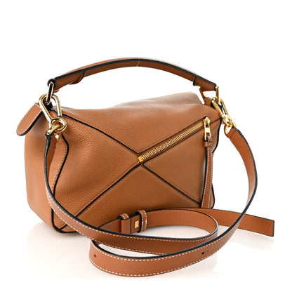 Loewe Grained Calfskin Small Puzzle Bag Tan