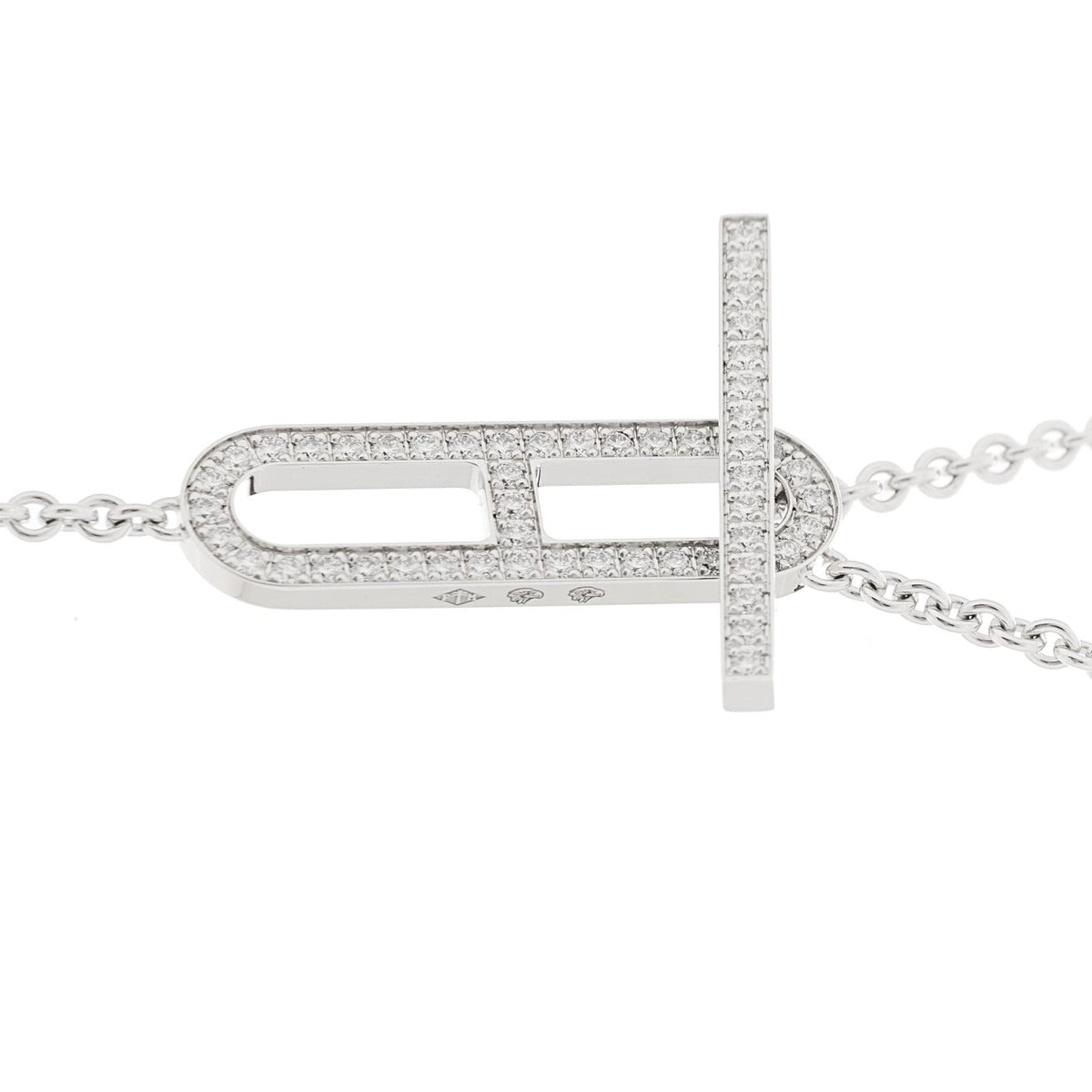 Hermès 18K White Gold Diamond PM Ever Chaîne d'Ancre Necklace