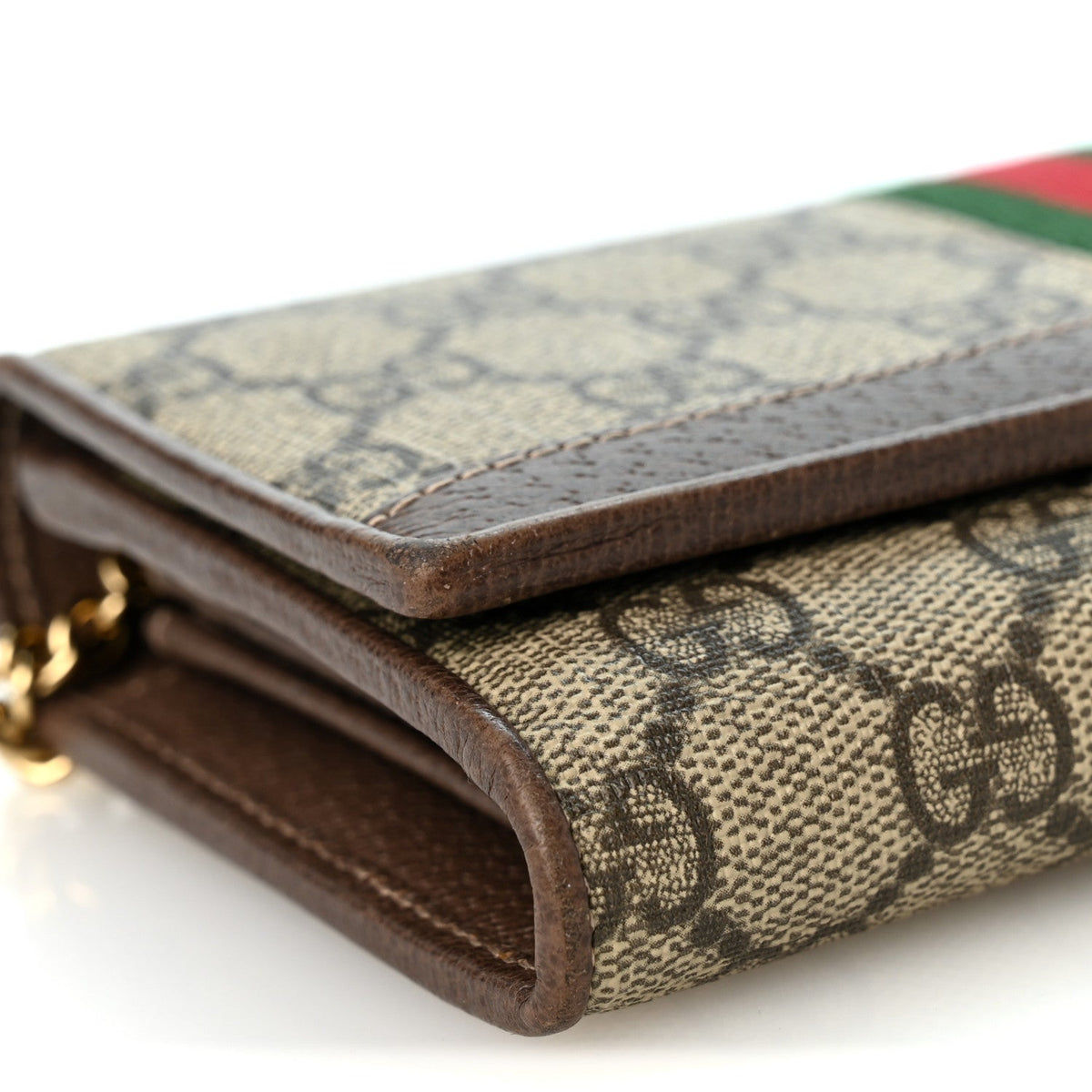 Gucci GG Supreme Monogram Web Ophidia Wallet On Chain Brown